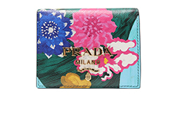 Prada Floral Print Card Holder, Saffiano, Pink/Blue, 107J, B, 3* (10)